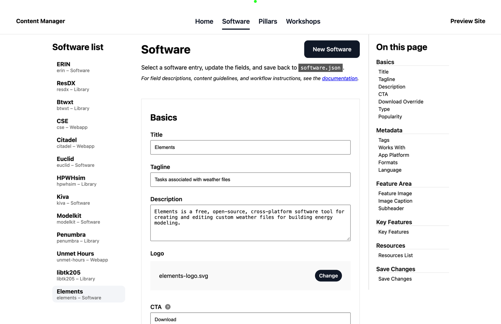 Big Ladder content management interface